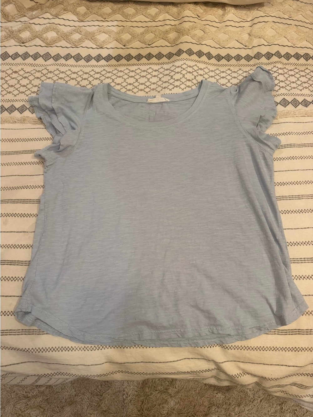 Jane and Delancey Light Blue Short Sleeve Ruffle Top